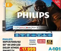 PHİLİPS 50PUS7000/62 50 İNÇ 4K UHD LED DOLBY ATMOS SMART TV AKILLI TELEVİZYON